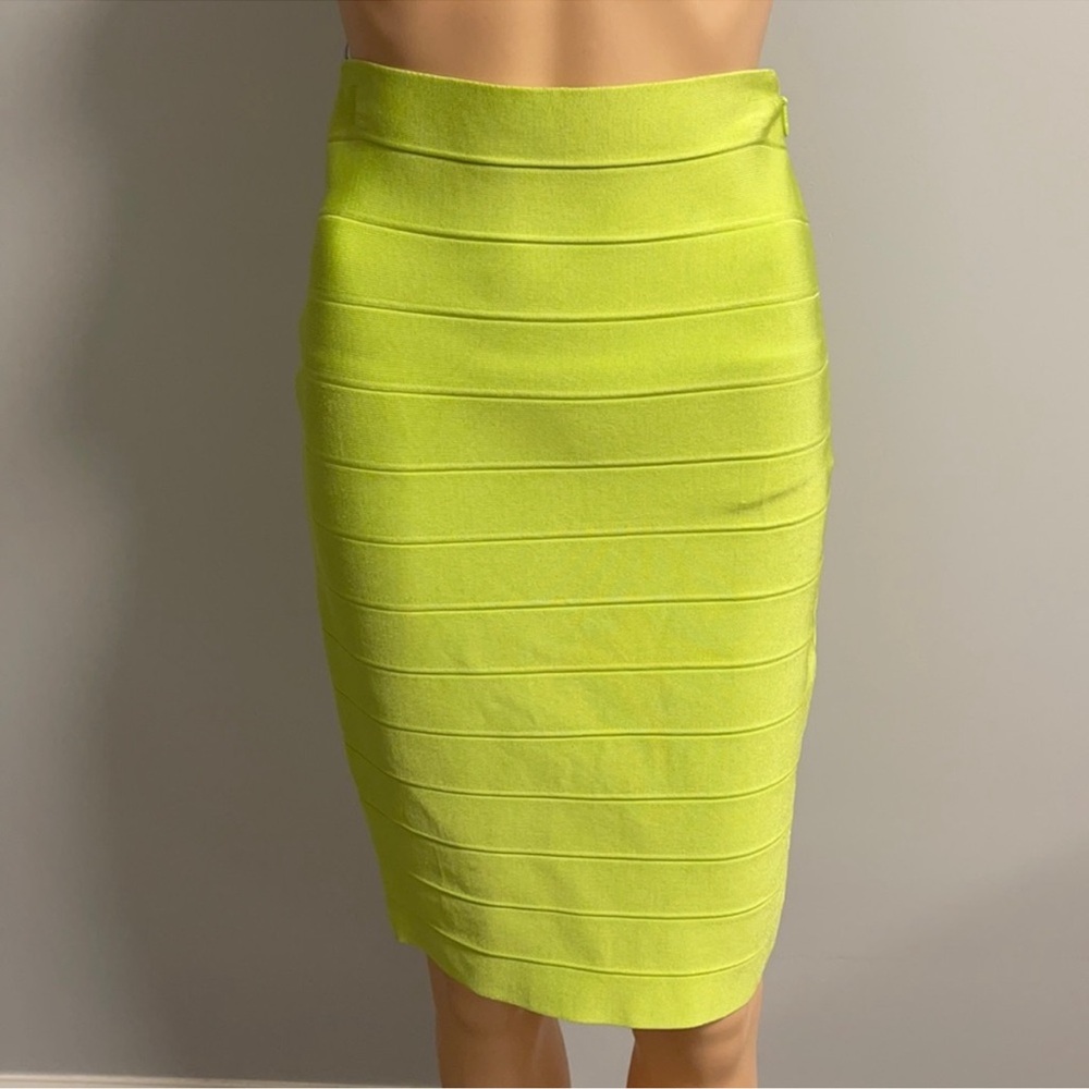 Bodycon neon green midi skirt